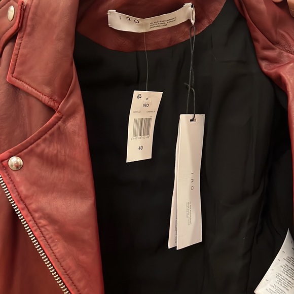 Lamb Leather Biker Jacket (deep red) - Picture 5 of 5